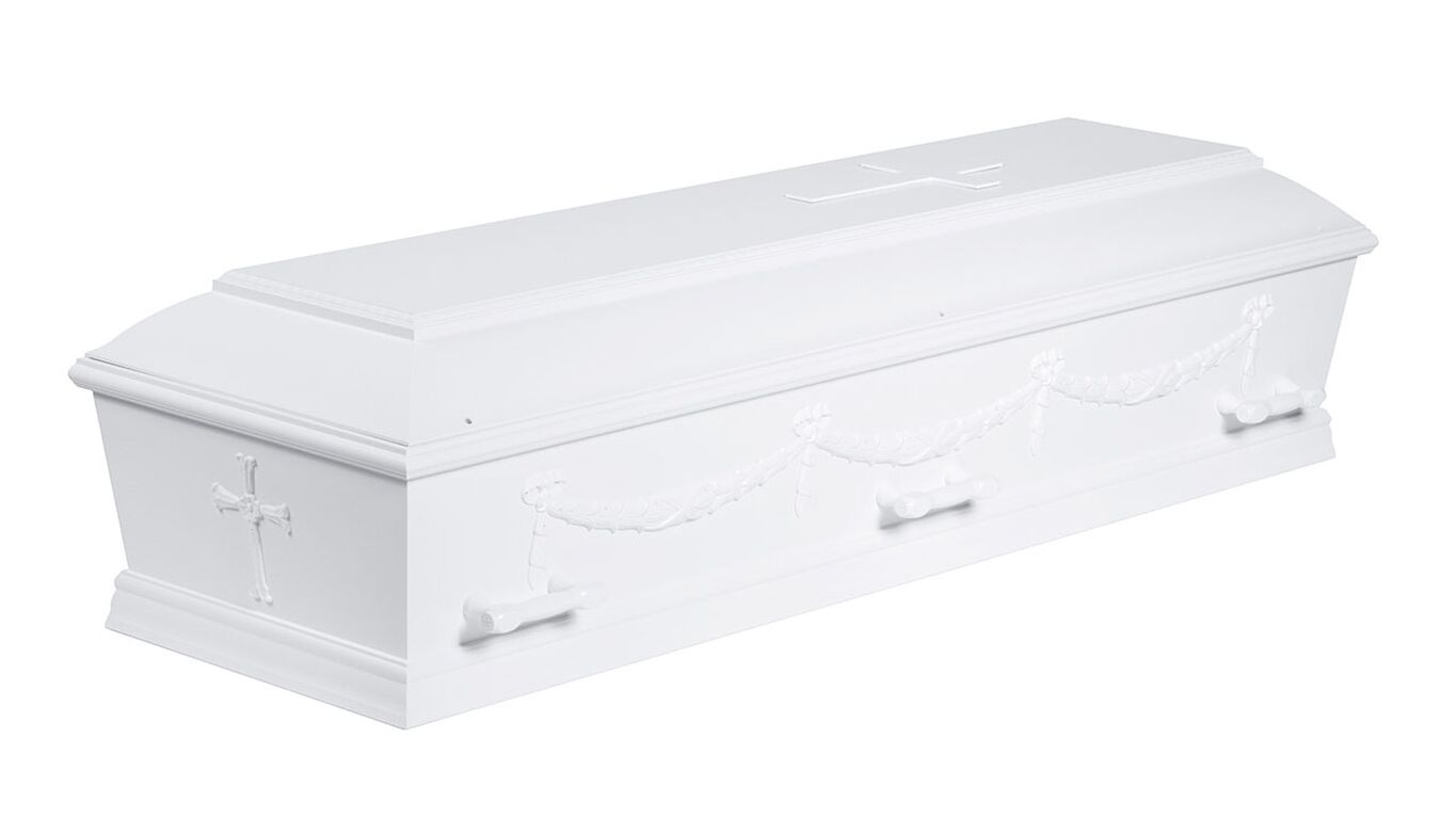 Begravelseskiste 14B med guirlander og kors