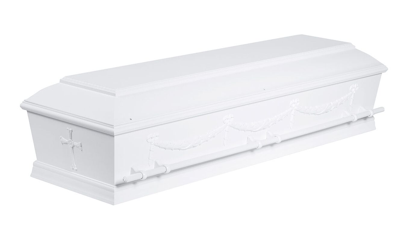 Begravelseskiste 14B med guirlander og kors