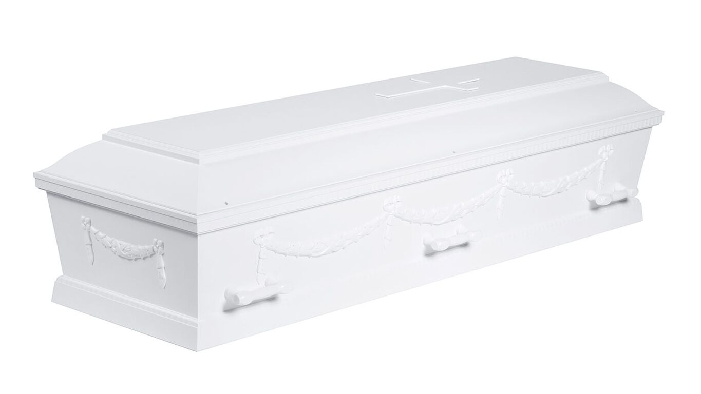 Begravelseskiste 16 med guirlander