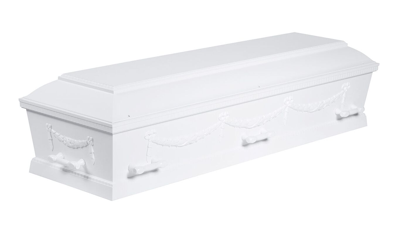 Begravelseskiste 16 med guirlander