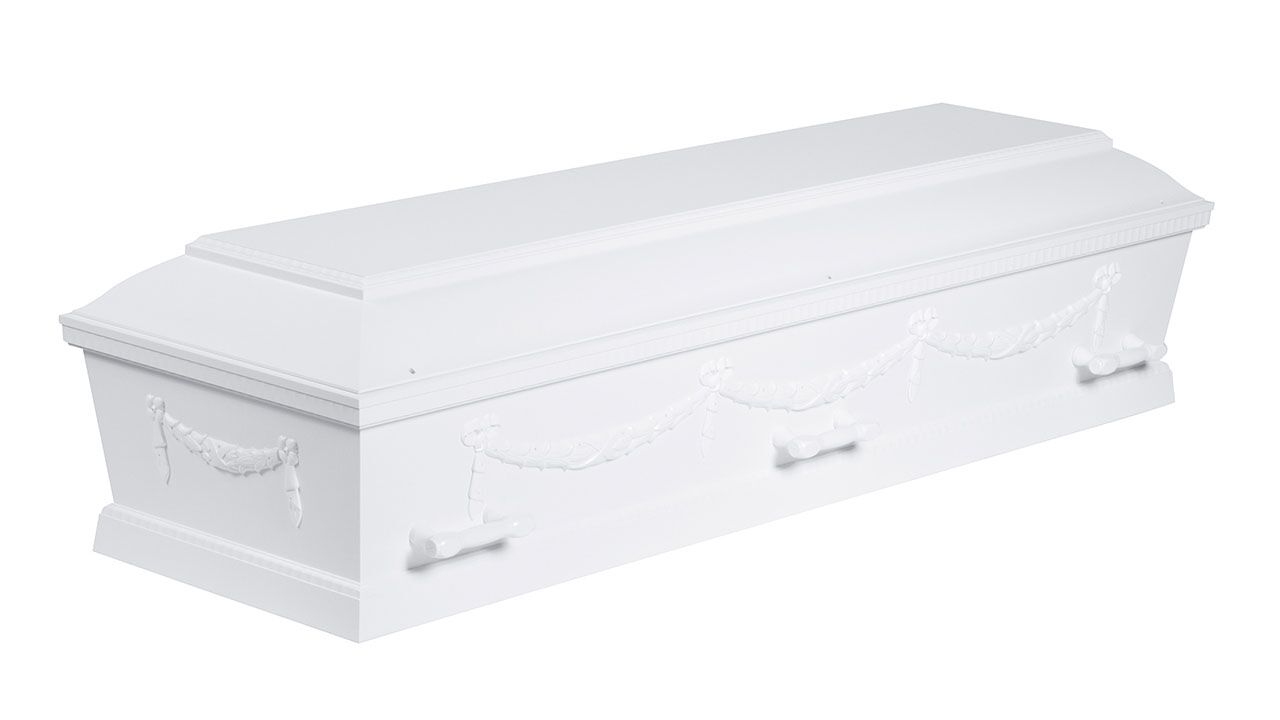 Begravelseskiste 16 med guirlander