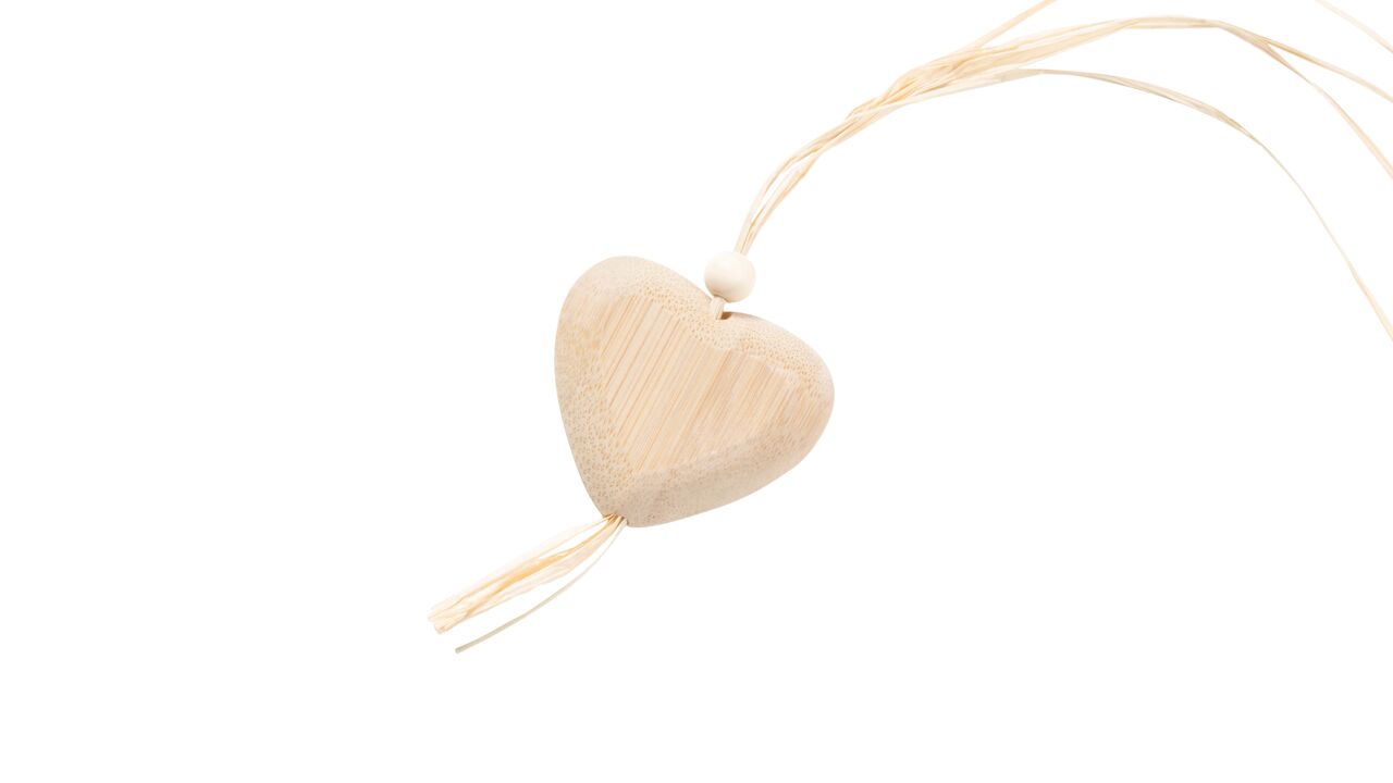 Bambushjerte med bastsnor