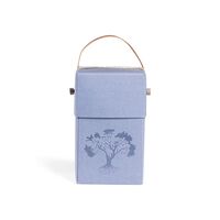 Museumsurne i blå med træ