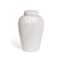 Lerurne med rose i grå