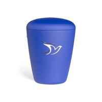 Heim urne med due motiv i blå