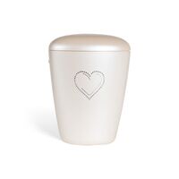 Heim urne i gloss hvid med swarovskihjerte 