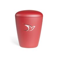 Heim urne med due motiv i rød