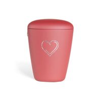 Heim urne i rød med swarovskihjerte