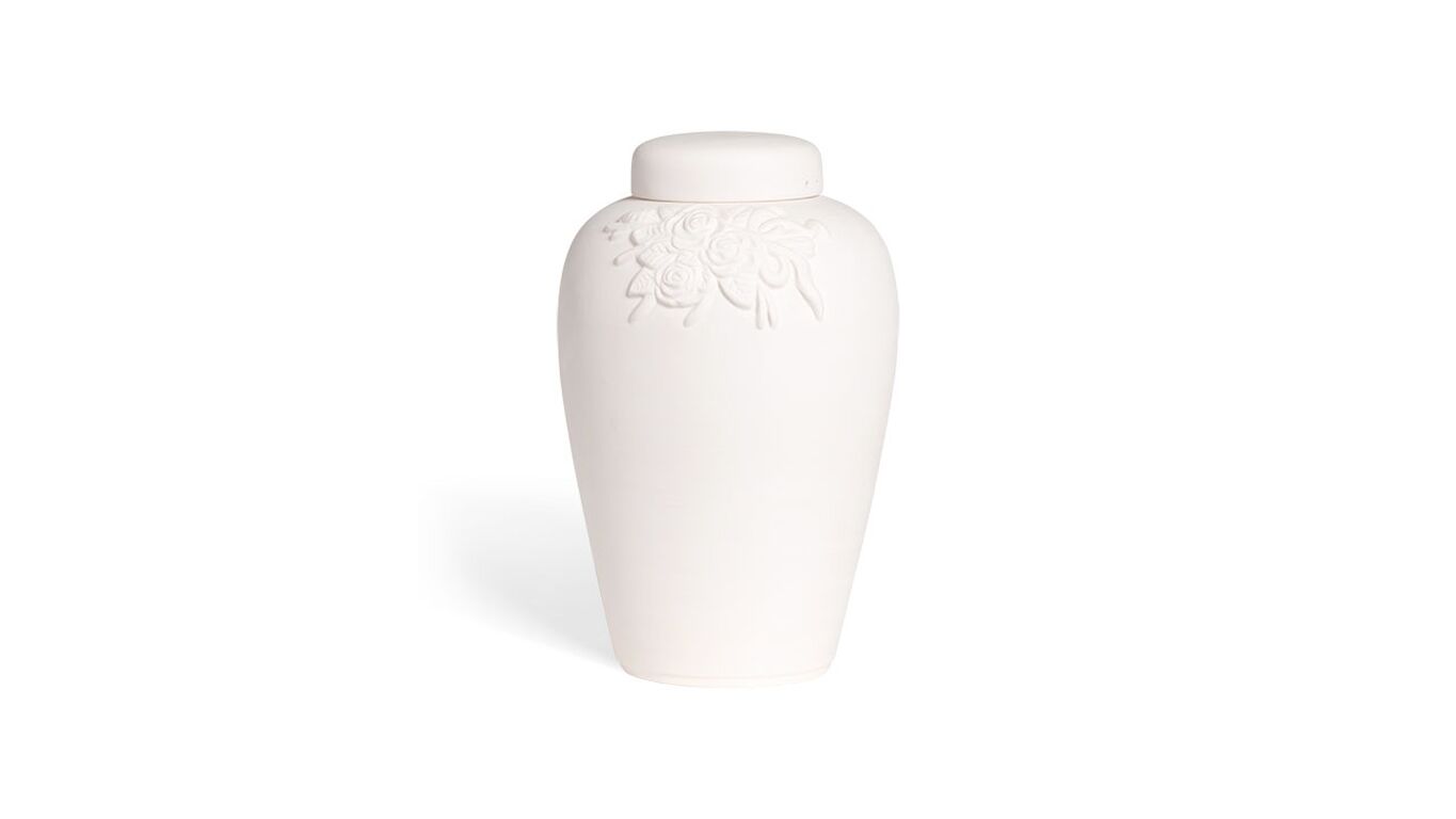 Lerurne med rose i hvid