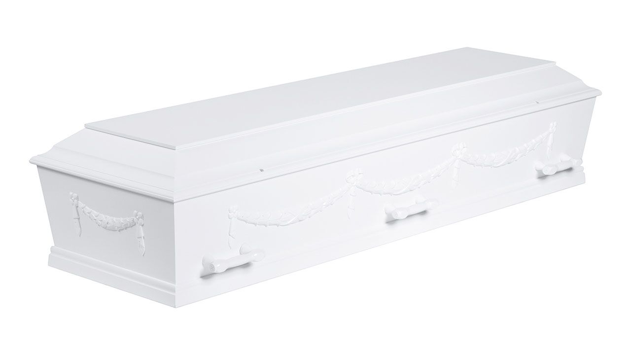 Kremeringskiste med guirlander