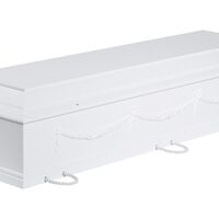 Kremeringskiste med guirlander og kors