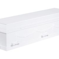 Kremeringskiste med guirlander og kors