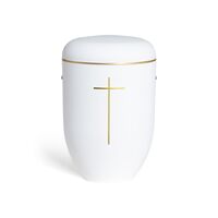 Pludra B gloss cremehvid med kors og guldkant